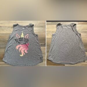 Girls Size 12 - Justice - Super Cute - Gray Unicorn Tank Top